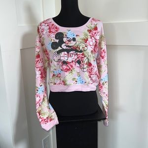 Disney floral cropped Micky sweatshirt